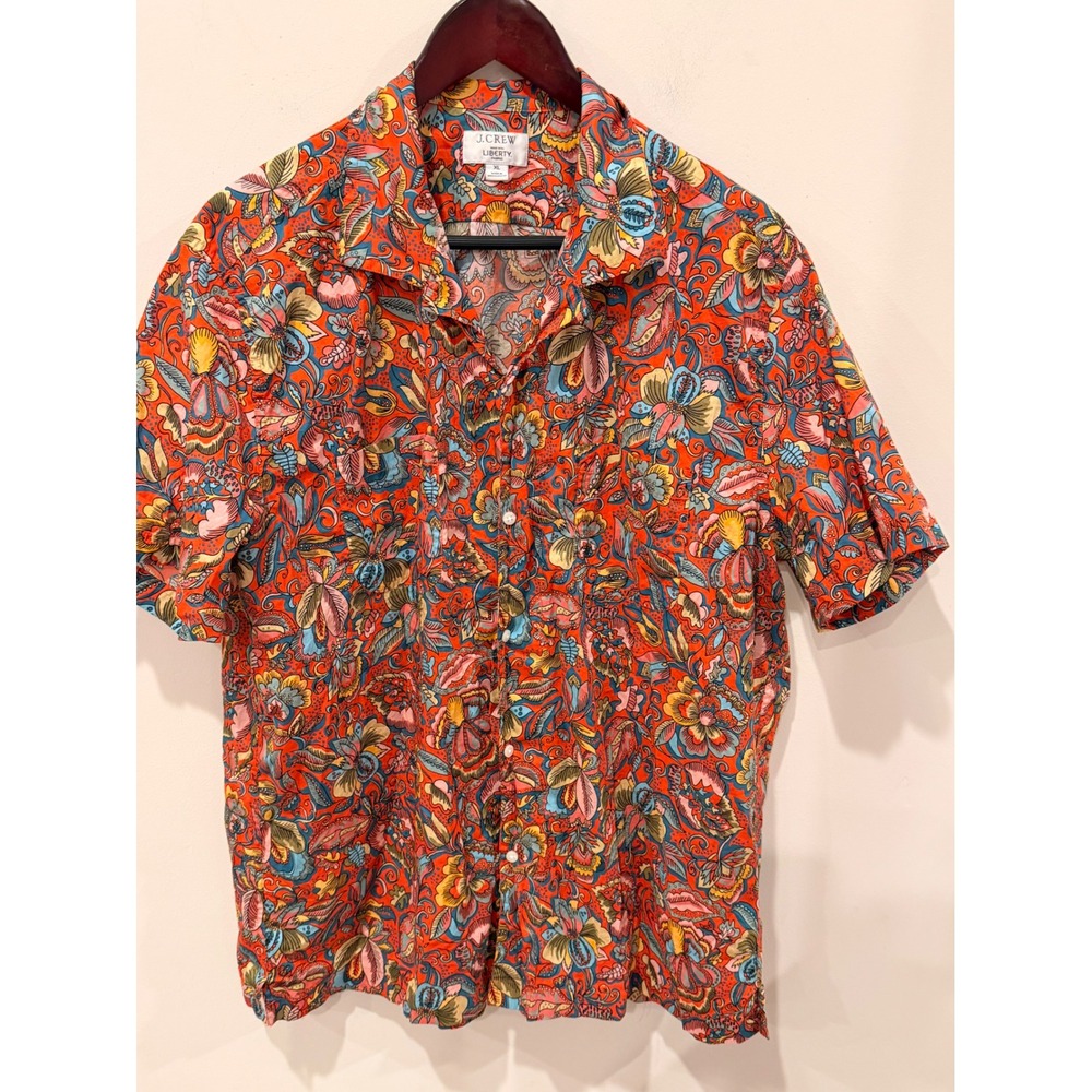 J.Crew Liberty Fabric Floral Paisley Button Down Shirt Mens XL Short Sleeve‎